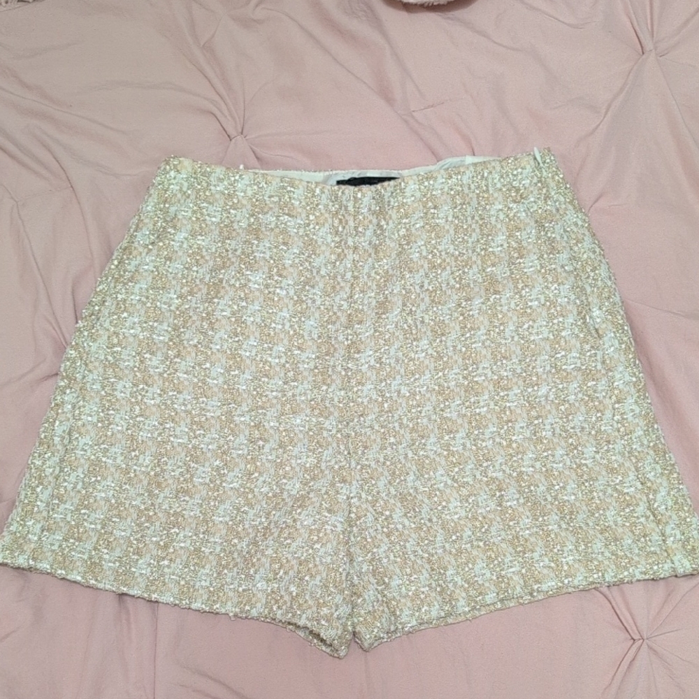 Women's Tan Tweed Shorts